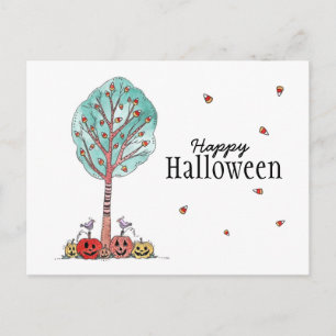 Candy Corn Tree Jack O Lantern Happy Halloween Briefkaart