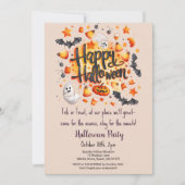 Candy Corn Trick or treat Bats Halloween Party Kaart (Voorkant)