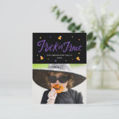 Candy Corn Trick or treat Halloween Foto Feestdagenkaart (Staand voorkant)