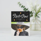 Candy Corn Trick or treat Halloween Foto Feestdagenkaart (Staand voorkant)