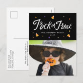 Candy Corn Trick or treat Halloween Foto Feestdagenkaart (Voorkant / Achterkant)