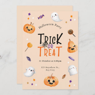 Candy Corn Trick or treat Halloween Party Invitati Kaart