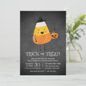 Candy Corn Trick or treat Halloween Party Kaart (Staand voorkant)