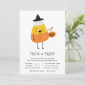 Candy Corn Trick or treat Halloween Party Kaart (Staand voorkant)