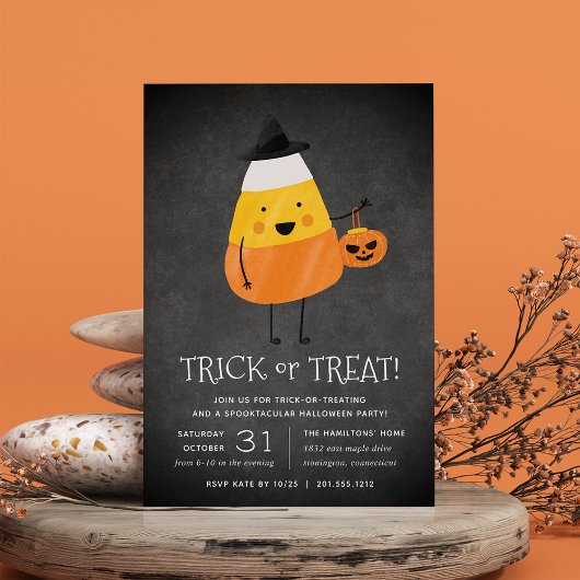 Candy Corn Trick or treat Halloween Party Kaart