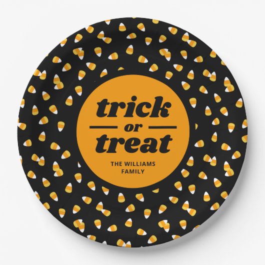 Candy Corn Trick or treat Halloween Party Papieren Bordje (Voorkant)