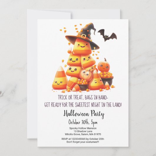 Candy Corn Trick or treat Pumpkins Halloween Party Kaart (Voorkant)
