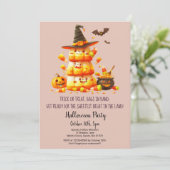Candy Corn Trick or treat Pumpkins Halloween Party Kaart (Staand voorkant)