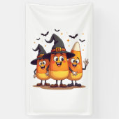 Candy Corn Trio - Grappige Halloween Karakters Spandoek (Verticaal)