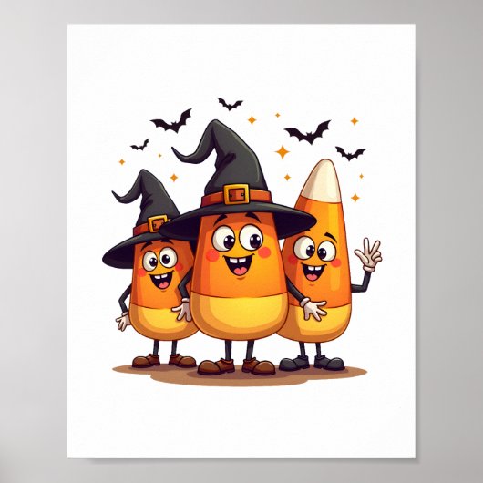 Candy Corn Trio - Grappige Halloween-personages Poster (Voorkant)