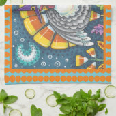 CANDY CORN TURKEY, THANKSGIVING BIRD KITCHEN TOWEL THEEDOEK (Gevouwen)