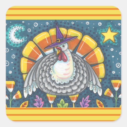 CANDY CORN TURKEY, THANKSGIVING STICKERS SHEET (Voorkant)