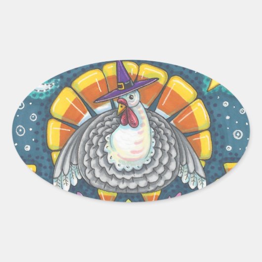 CANDY CORN TURKEY, THANKSGIVING STICKERS SHEET (Voorkant)