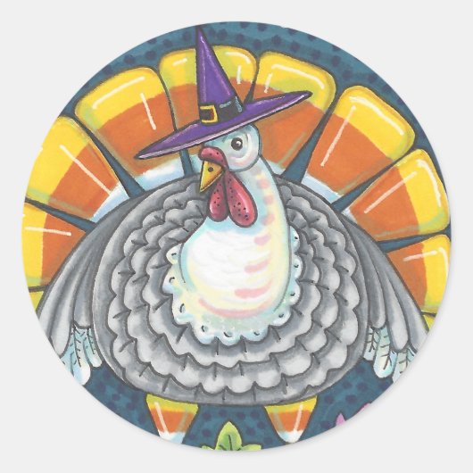CANDY CORN TURKEY, THANKSGIVING STICKERS SHEET (Voorkant)