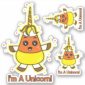 Candy Corn Unicorn Sticker (Voorkant)