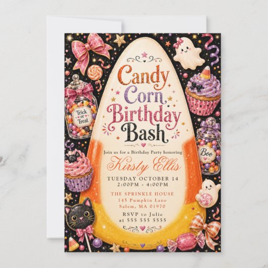 Candy Corn Verjaardagsfeest Kaart (Voorkant)