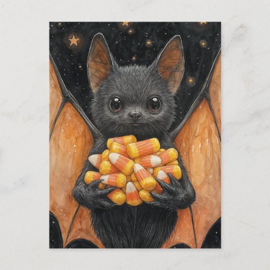 Candy Corn Vleermuis Ansichtkaart Briefkaart (Voorkant)