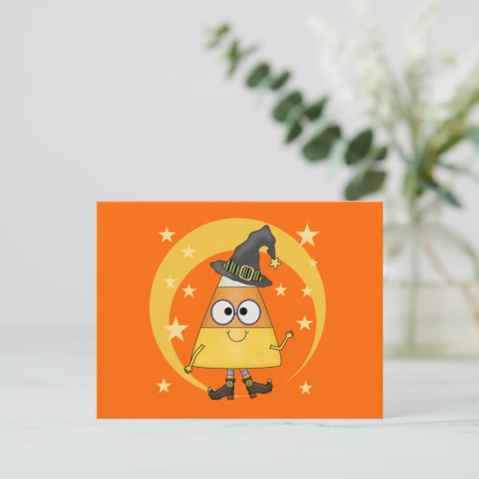 Candy Corn Witch Halloween Briefkaart (Staand voorkant)