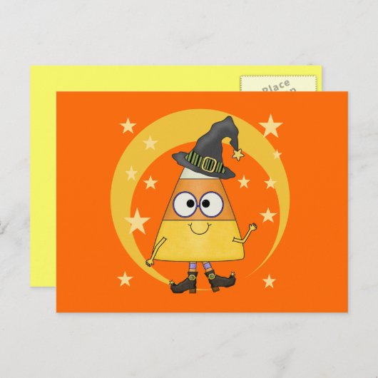 Candy Corn Witch Halloween Briefkaart (Voorkant / Achterkant)