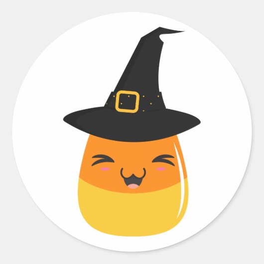 Candy Corn Witch Halloween Emoji Stickers (Voorkant)