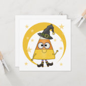Candy Corn Witch Halloween Kaart (Voorkant / Achterkant in situ)