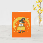 Candy Corn Witch Halloween Kaart (Gele Bloem)