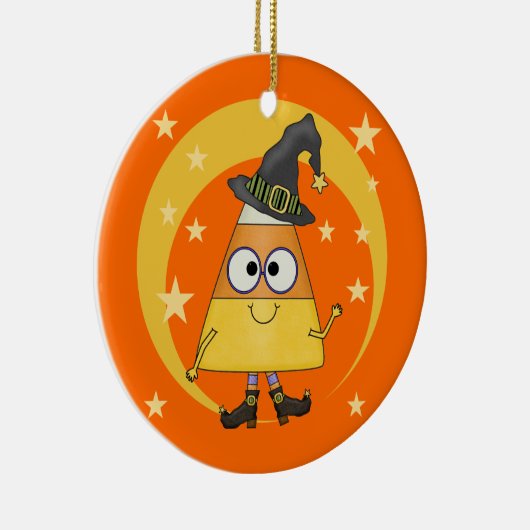 Candy Corn Witch Halloween Keramisch Ornament (Rechts)
