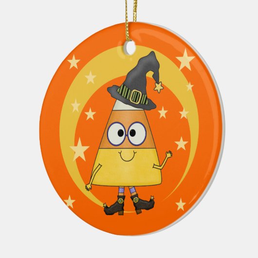 Candy Corn Witch Halloween Keramisch Ornament (Links)