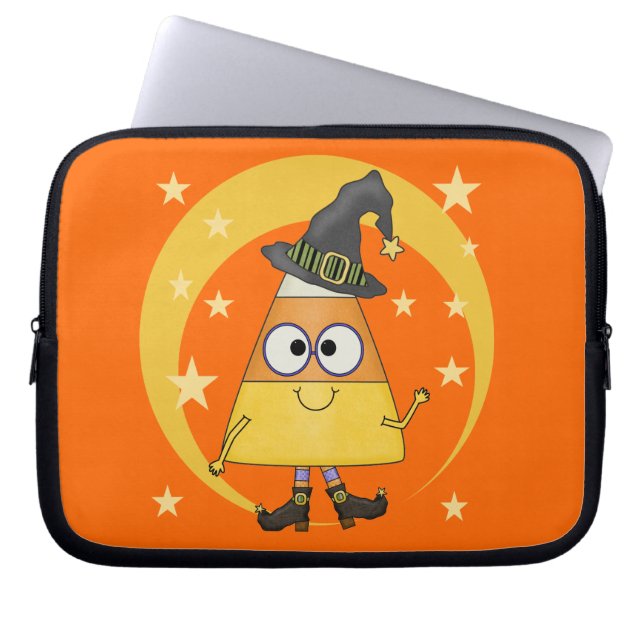 Candy Corn Witch Halloween Laptop Sleeve (Voorkant)
