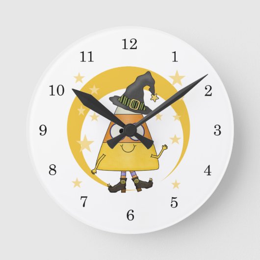 Candy Corn Witch Halloween Ronde Klok (Voorkant)
