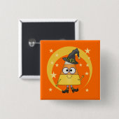 Candy Corn Witch Halloween Vierkante Button 5,1 Cm (Voorkant /achterkant)