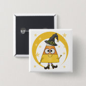 Candy Corn Witch Halloween Vierkante Button 5,1 Cm (Voorkant /achterkant)