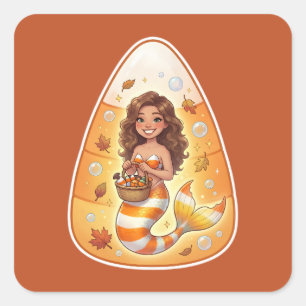 Candy Corn Zeemeermin Vierkante Sticker