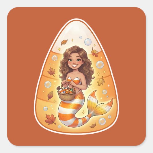 Candy Corn Zeemeermin Vierkante Sticker (Voorkant)