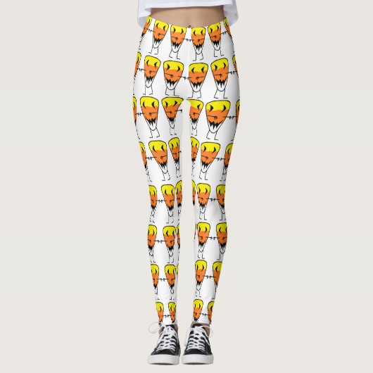 Candy Corn Zombie Leggings Halloween Stretch Pants (Voorkant)