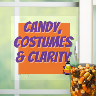 Candy, Costumes & Clarity Nuchtere Halloweenfees Raamsticker