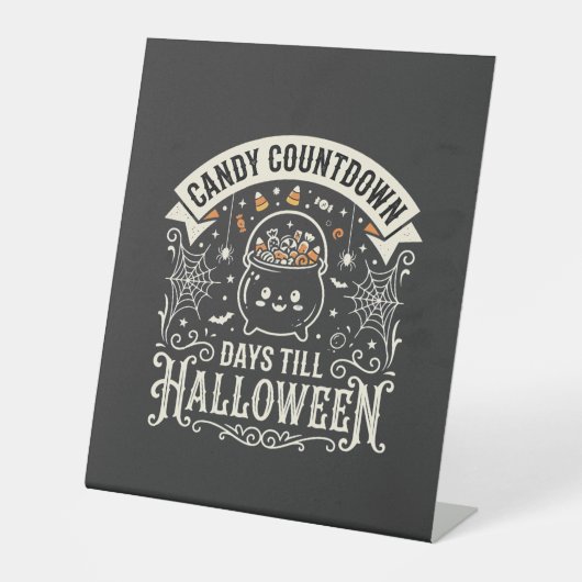 Candy Countdown Halloween Vector Ontwerp Reclamebord Met Voetstuk (Voorkant)
