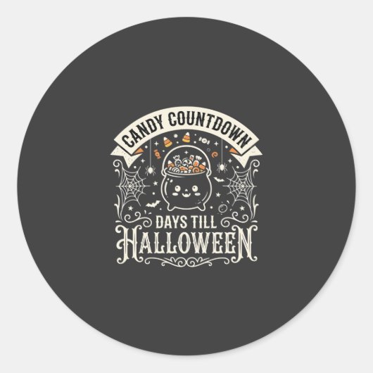 Candy Countdown Halloween Vector Ontwerp Ronde Sticker (Voorkant)