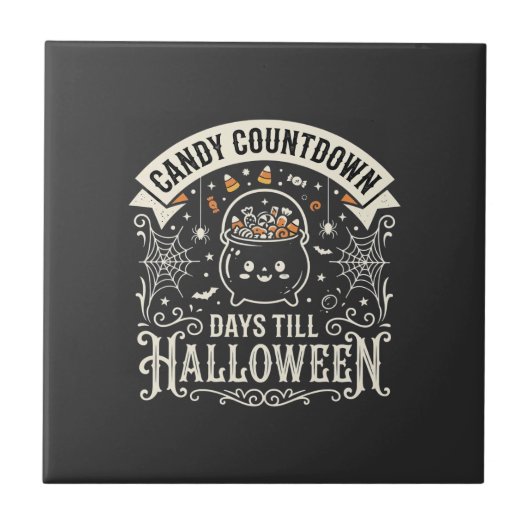 Candy Countdown Halloween Vector Ontwerp Tegeltje (Voorkant)