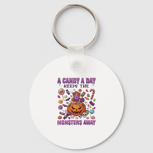 Candy-dag houdt monsters weg Halloween Pompoen_1 Sleutelhanger (Voorkant)