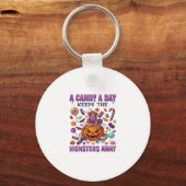 Candy-dag houdt monsters weg Halloween Pompoen_1 Sleutelhanger (Voorkant)