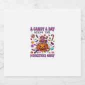 Candy-dag houdt monsters weg Halloween Pompoen_1 Sparkling Wijnetiket (Enkel label)