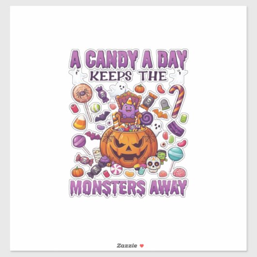 Candy-dag houdt monsters weg Halloween Pompoen_1 Sticker (Vel)