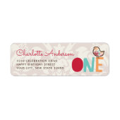 Candy Damask Chick Girl 1e verjaardag adreslabel Etiket (Voorkant)