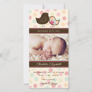 Candy Damask Kuikens Geboorteaankondiging Fotokaar Aankondiging