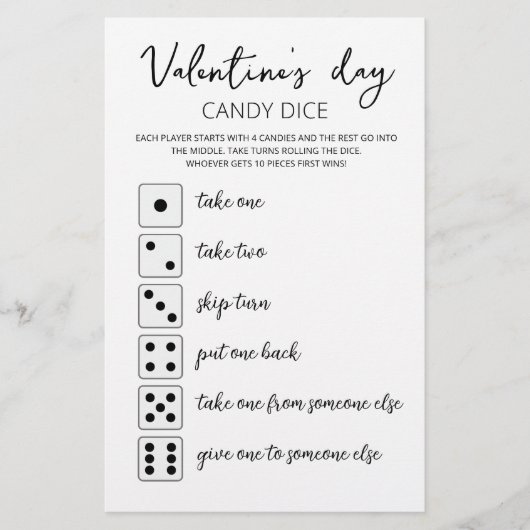 Candy Dobbelsteen Bewerkbare Valentijnsdag spel (Voorkant)