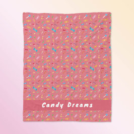 Candy Dreams Coral Roze Persoonlijke Fleece Deken