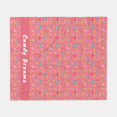 Candy Dreams Coral Roze Persoonlijke Fleece Deken (Voorkant (Horizontaal))
