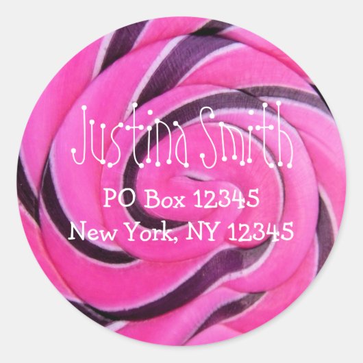 Candy Foto Heet Roze Lolly Adres Ronde Sticker (Voorkant)