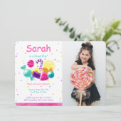 Candy Foto Uitnodiging  (Staand voorkant)